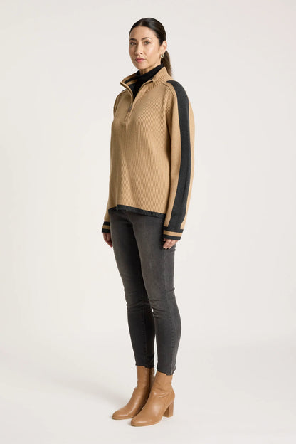 EB+IVE - Liora Zip Jumper - Mocha/Char