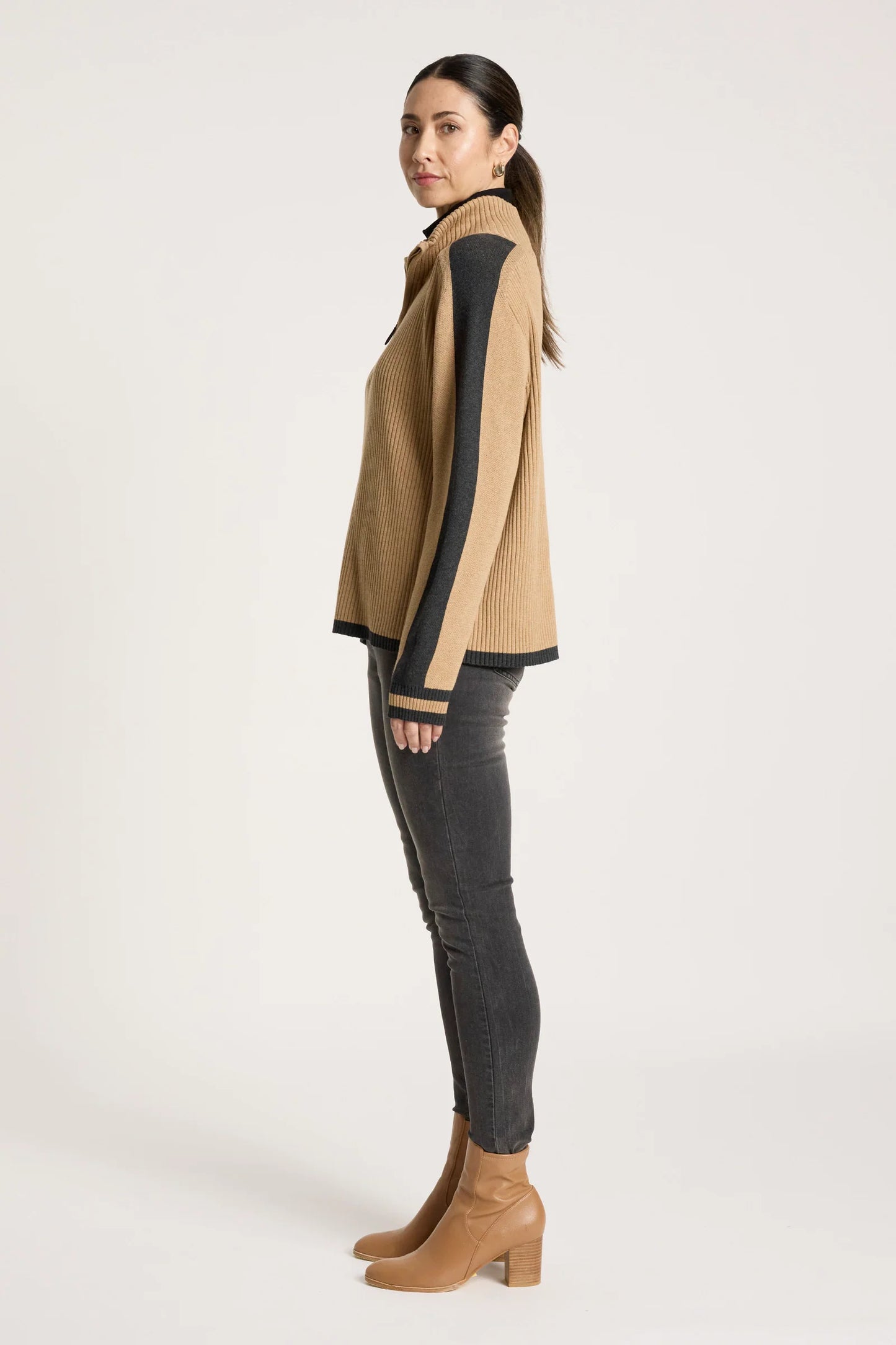 EB+IVE - Liora Zip Jumper - Mocha/Char