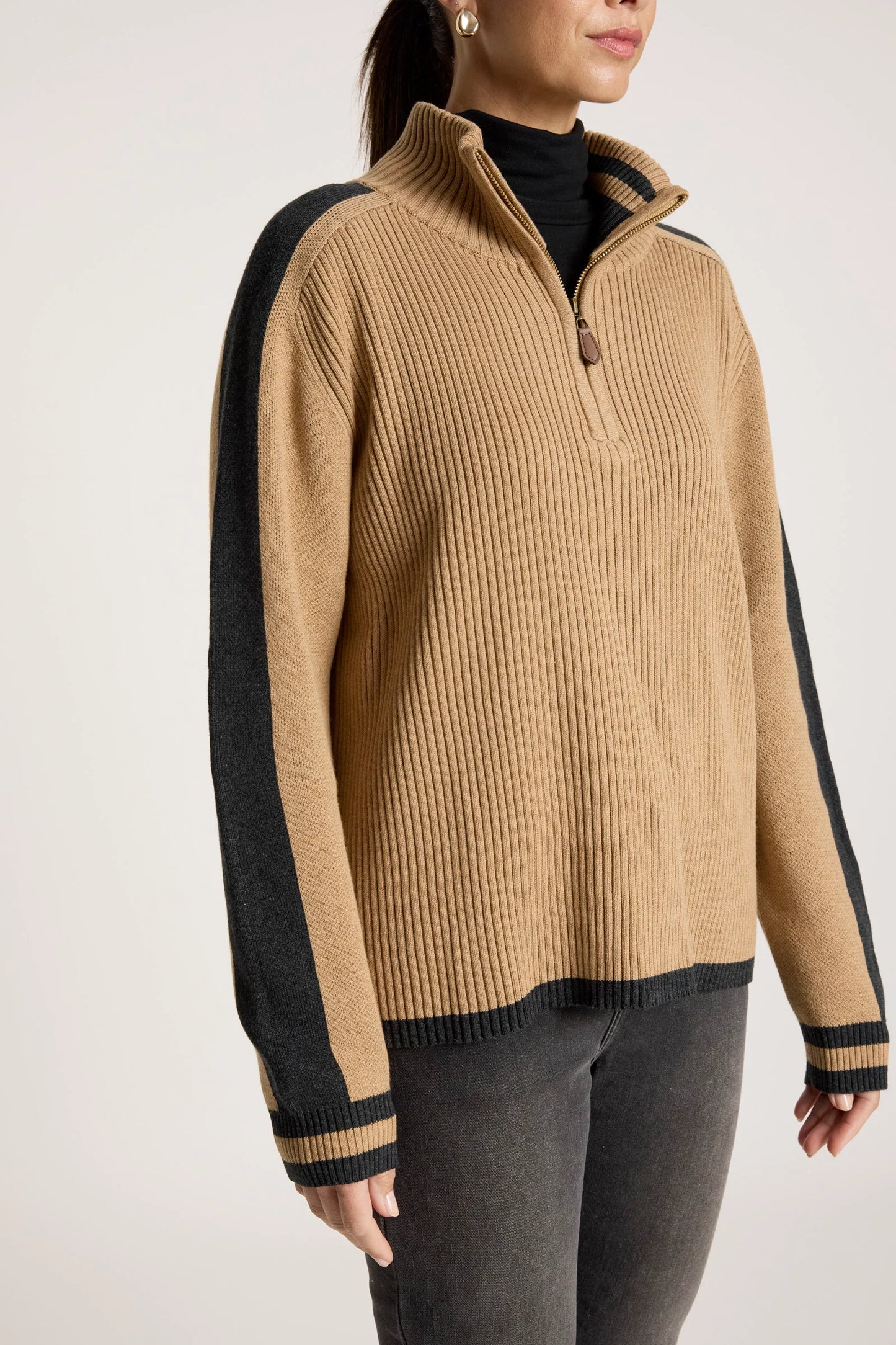 EB+IVE - Liora Zip Jumper - Mocha/Char