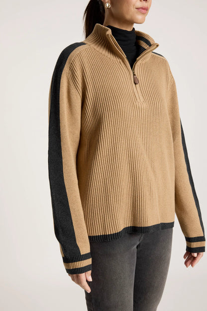 EB+IVE - Liora Zip Jumper - Mocha/Char