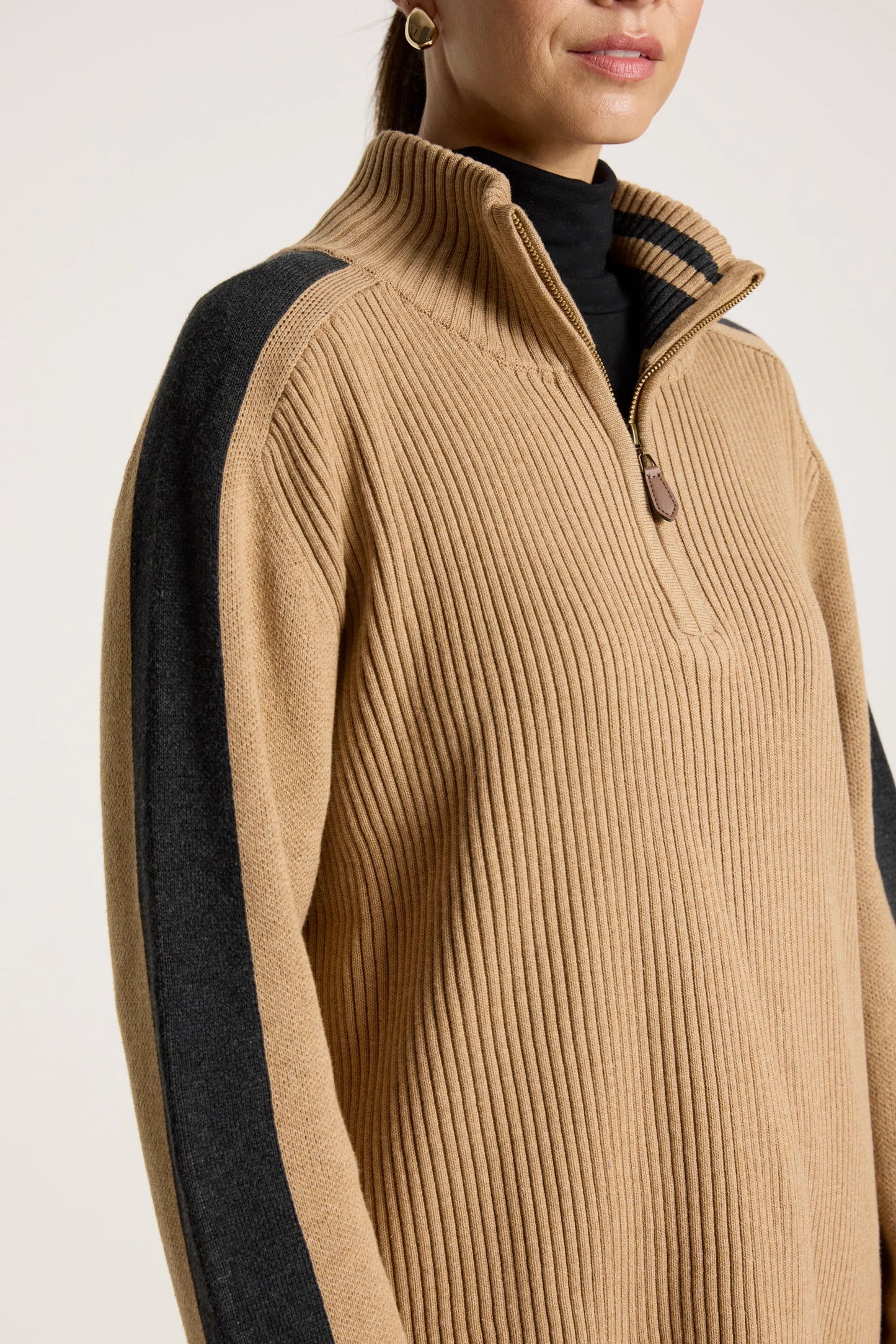 EB+IVE - Liora Zip Jumper - Mocha/Char