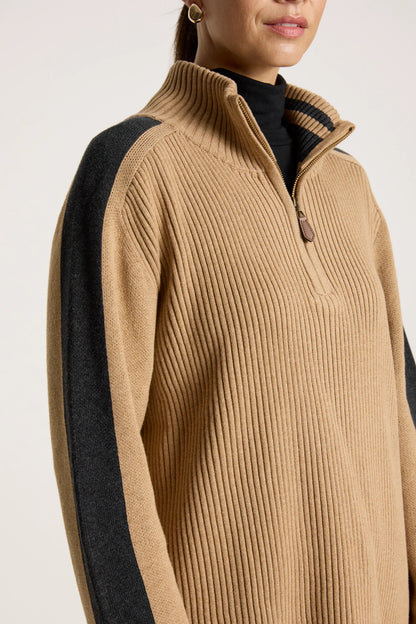 EB+IVE - Liora Zip Jumper - Mocha/Char