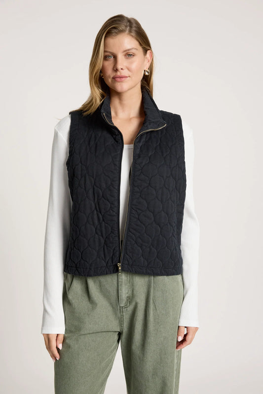 EB+IVE - Sansi Quilted Crop Vest - Black