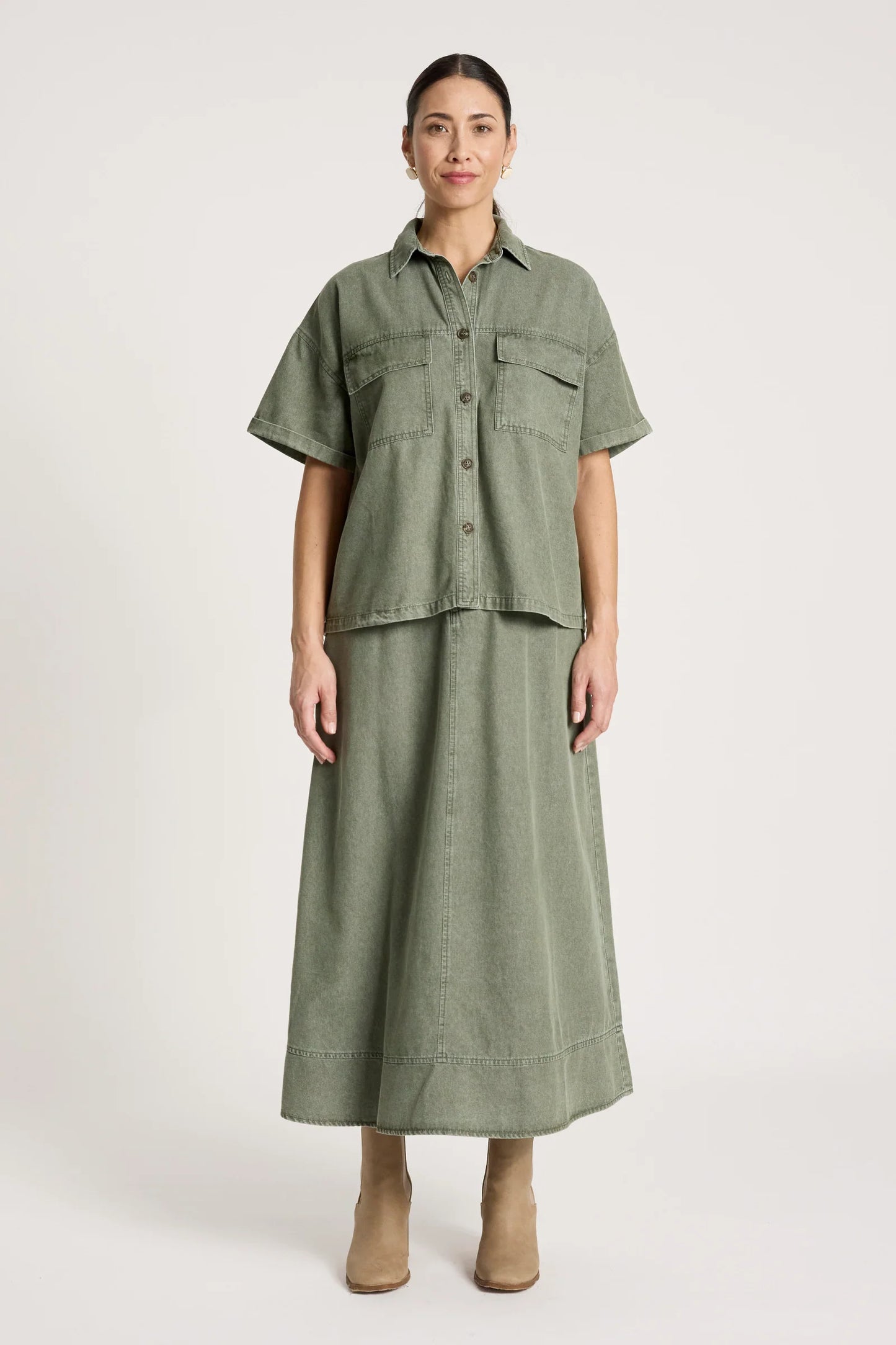EB+IVE - Bodhi Denim Shirt - Olive