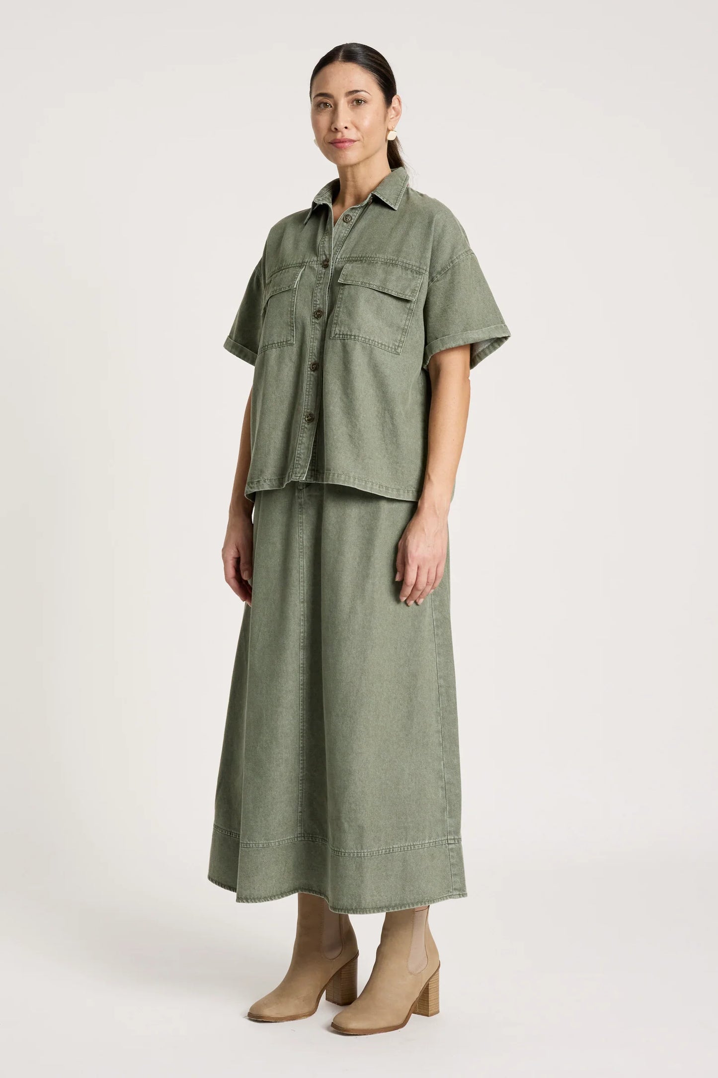 EB+IVE - Bodhi Denim Shirt - Olive