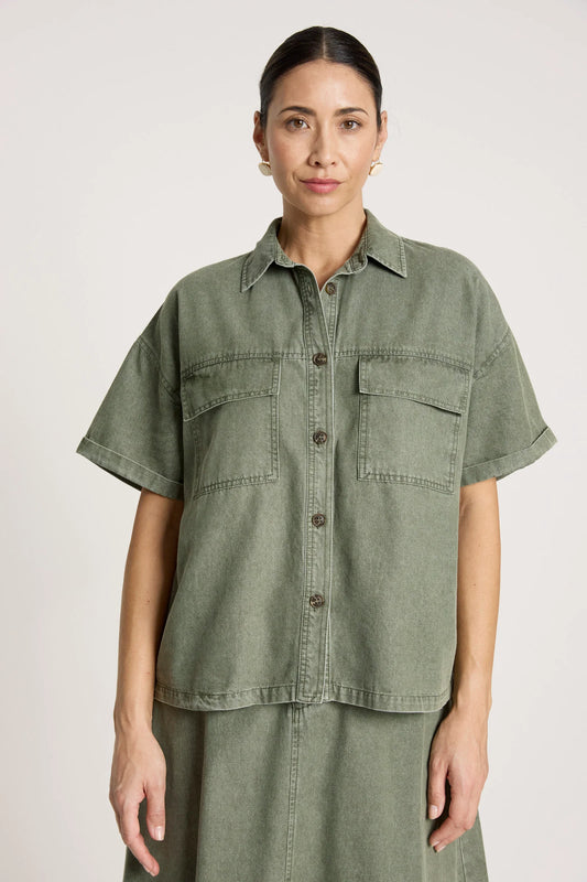 EB+IVE - Bodhi Denim Shirt - Olive