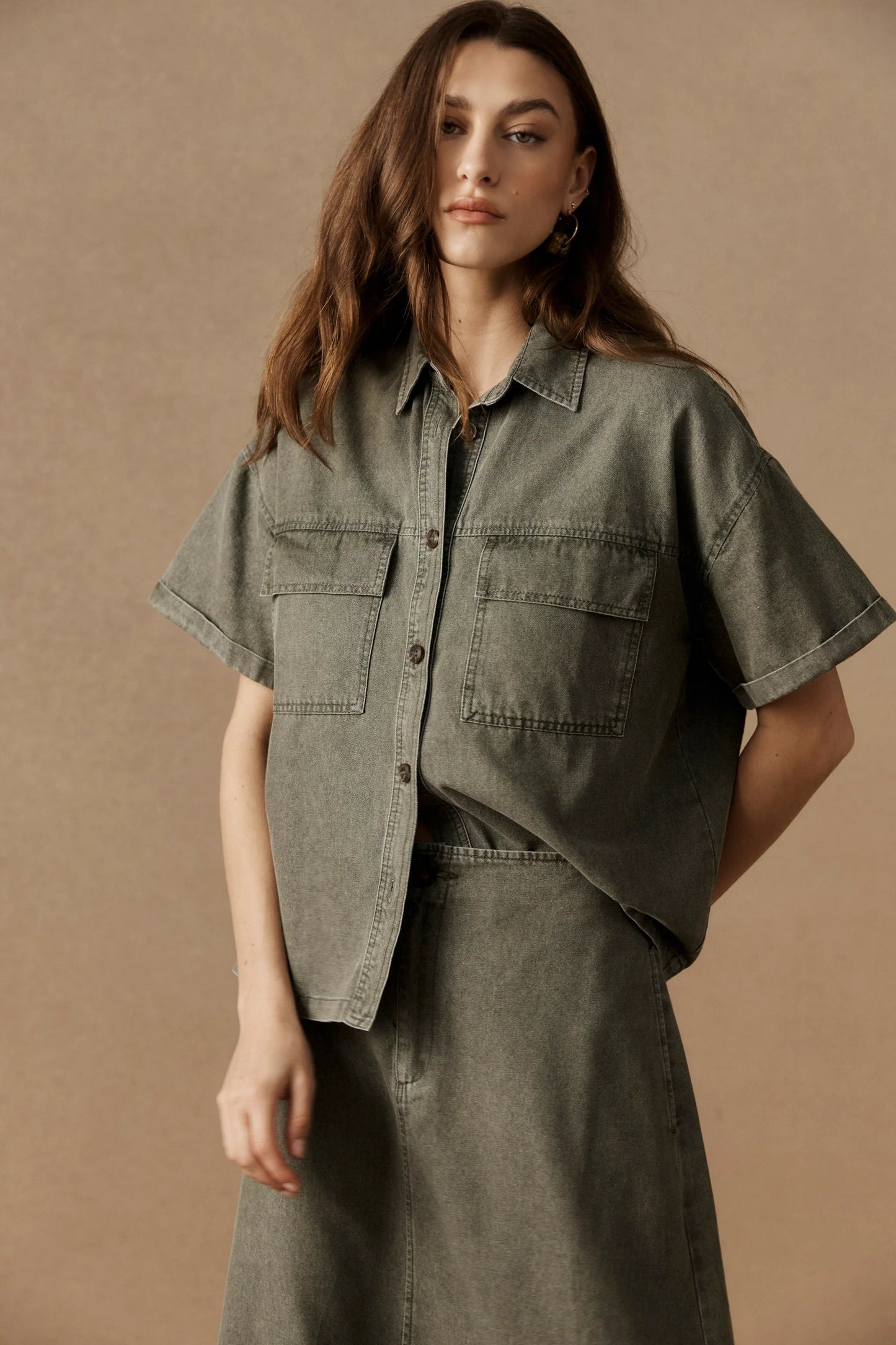 EB+IVE - Bodhi Denim Shirt - Olive