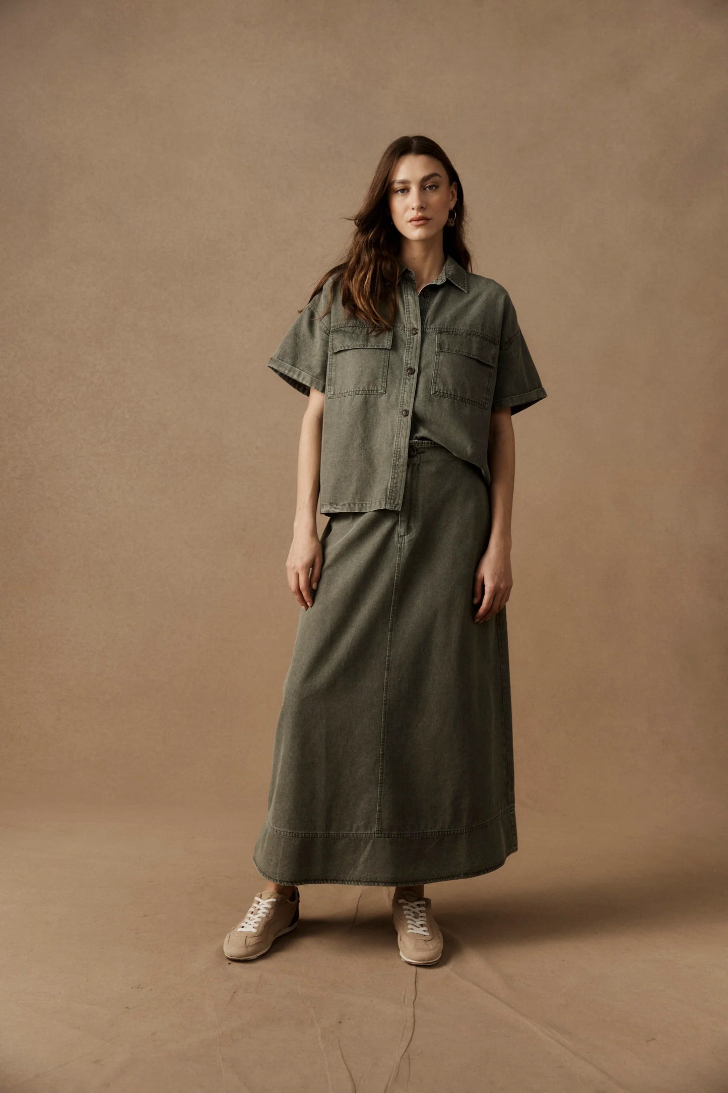 EB+IVE - Bodhi Denim Skirt - Olive
