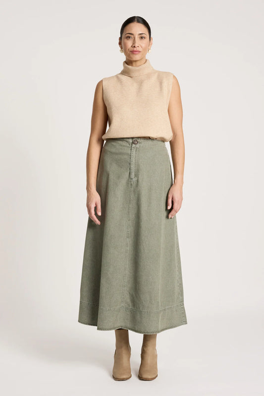 EB+IVE - Bodhi Denim Skirt - Olive