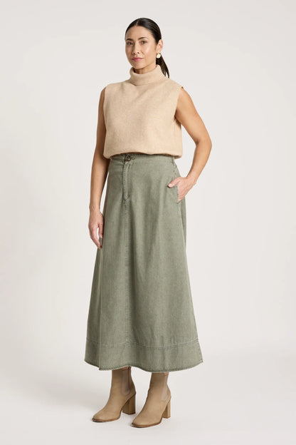 EB+IVE - Bodhi Denim Skirt - Olive