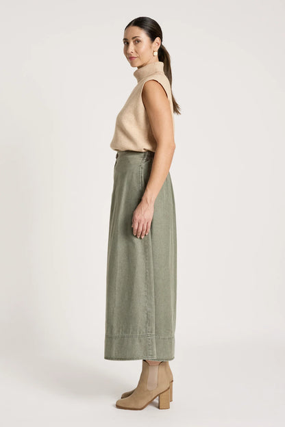 EB+IVE - Bodhi Denim Skirt - Olive