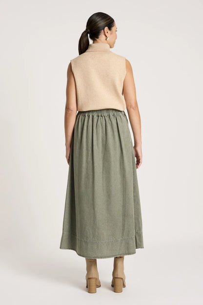 EB+IVE - Bodhi Denim Skirt - Olive