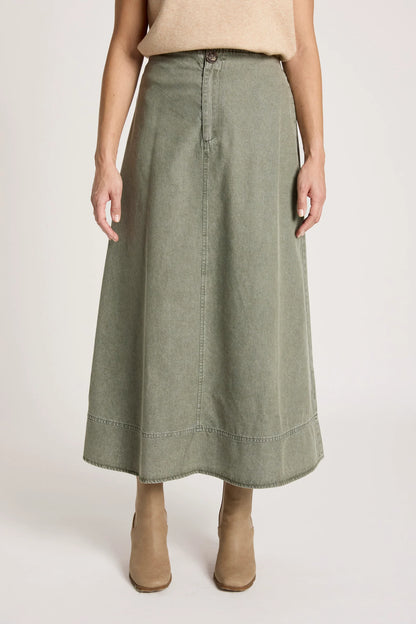 EB+IVE - Bodhi Denim Skirt - Olive