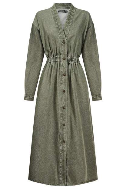 EB & IVE - Bodhi Denim Dress - Olive