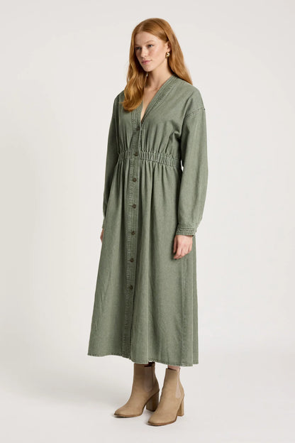 EB & IVE - Bodhi Denim Dress - Olive