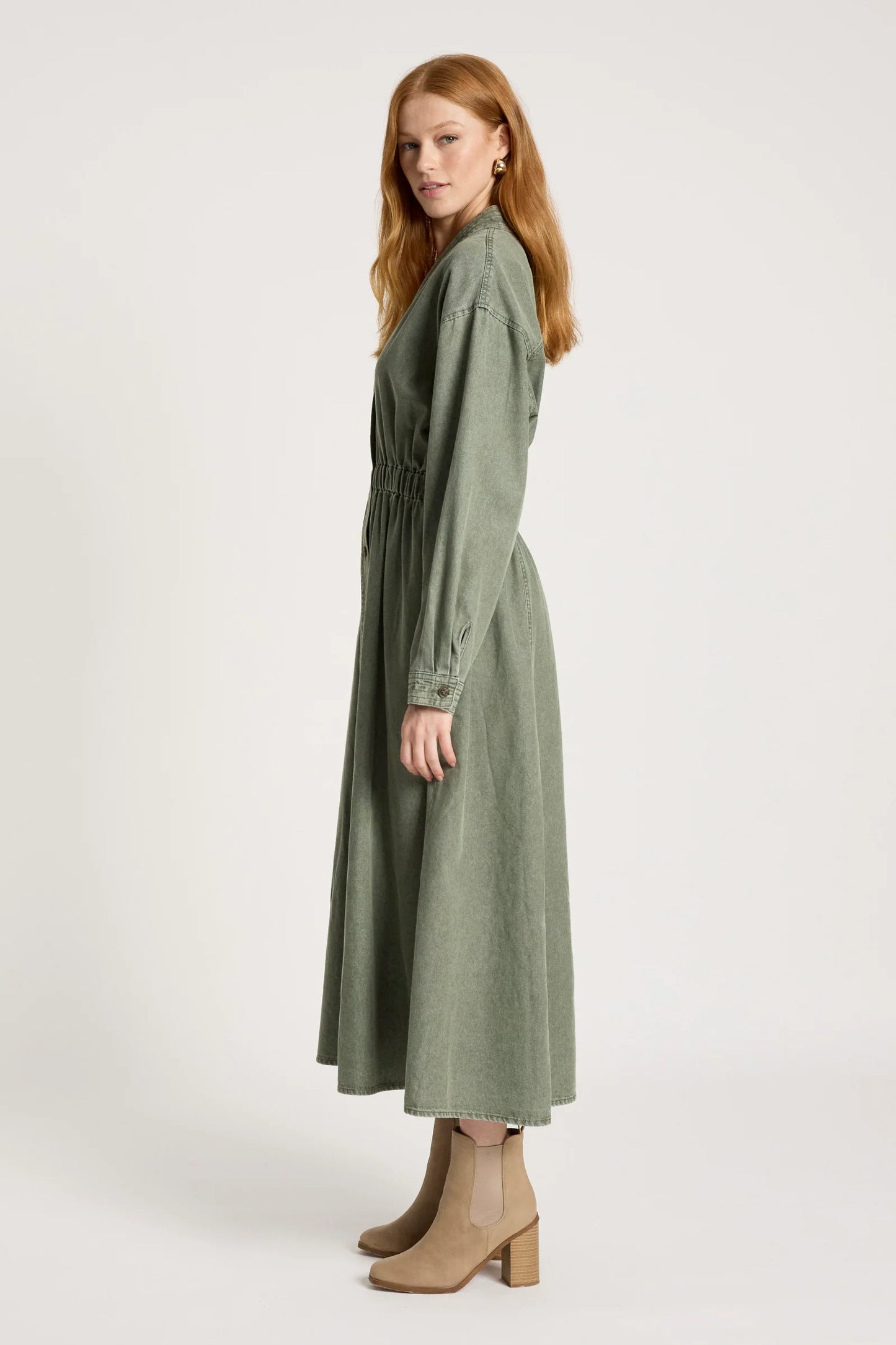 EB & IVE - Bodhi Denim Dress - Olive