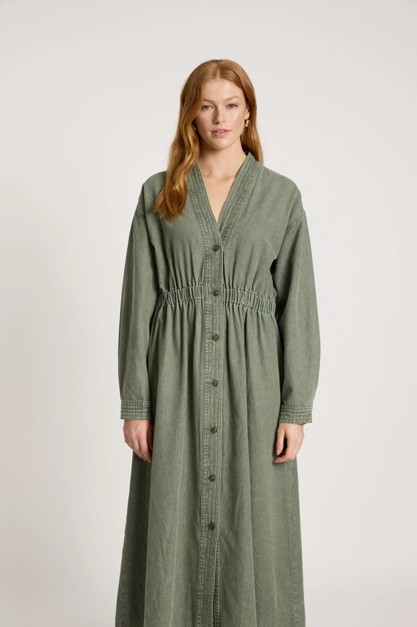 EB & IVE - Bodhi Denim Dress - Olive