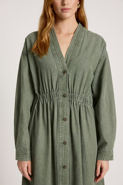 EB & IVE - Bodhi Denim Dress - Olive