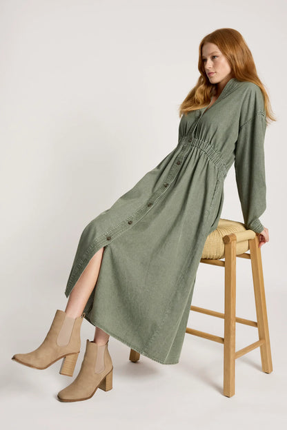 EB & IVE - Bodhi Denim Dress - Olive