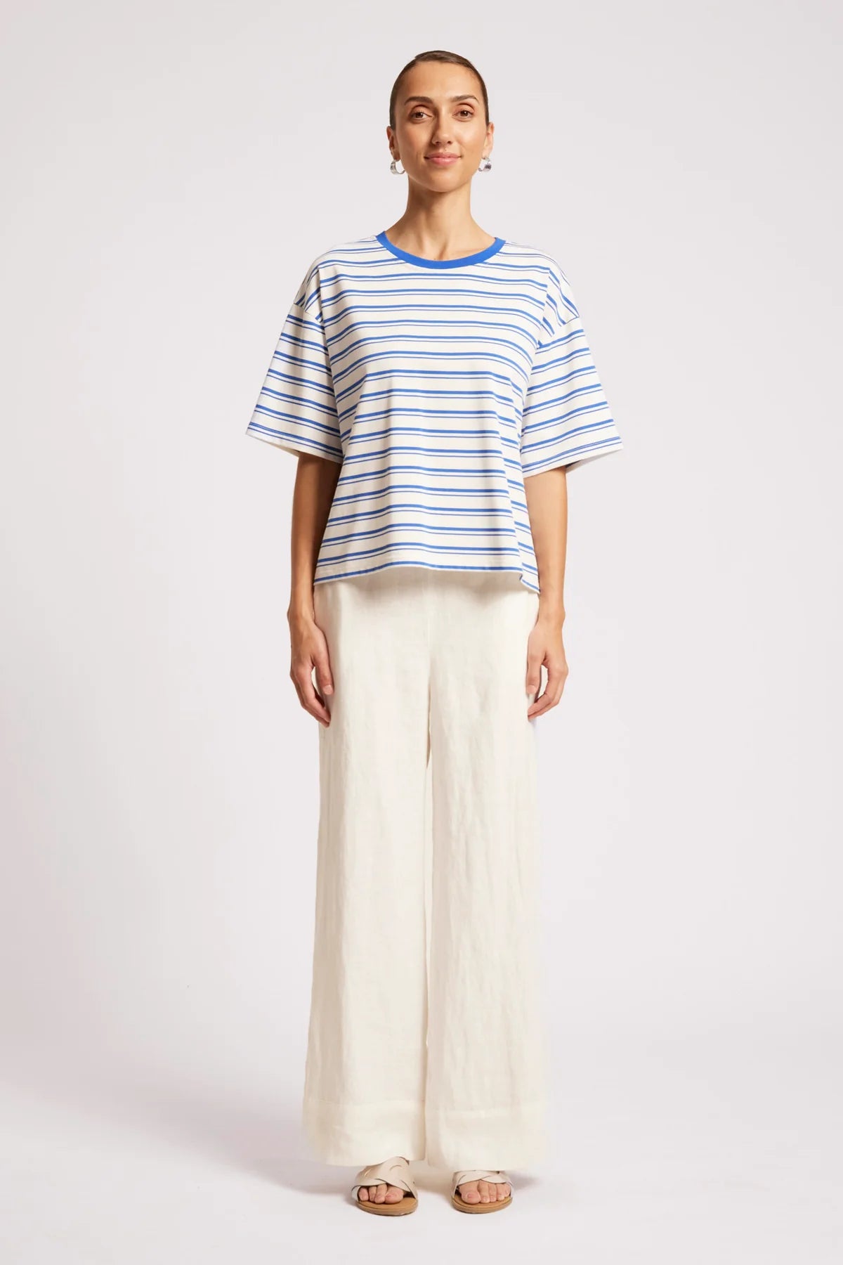 EB+IVE - Paloma Striped Tshirt - Azure/White
