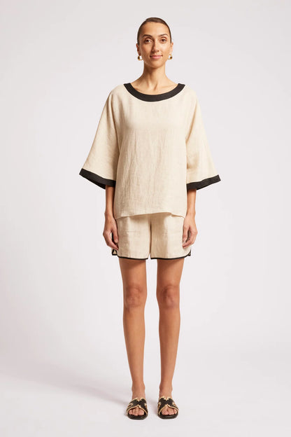 EB+IVE - Maris Relaxed Splice Top - Tusk/Black