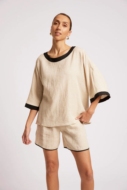 EB+IVE - Maris Relaxed Splice Top - Tusk/Black
