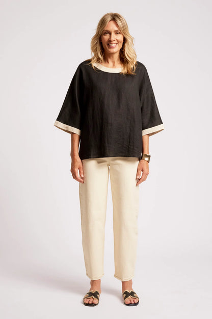 EB+IVE - Maris Relaxed Splice Top - Black/Tusk