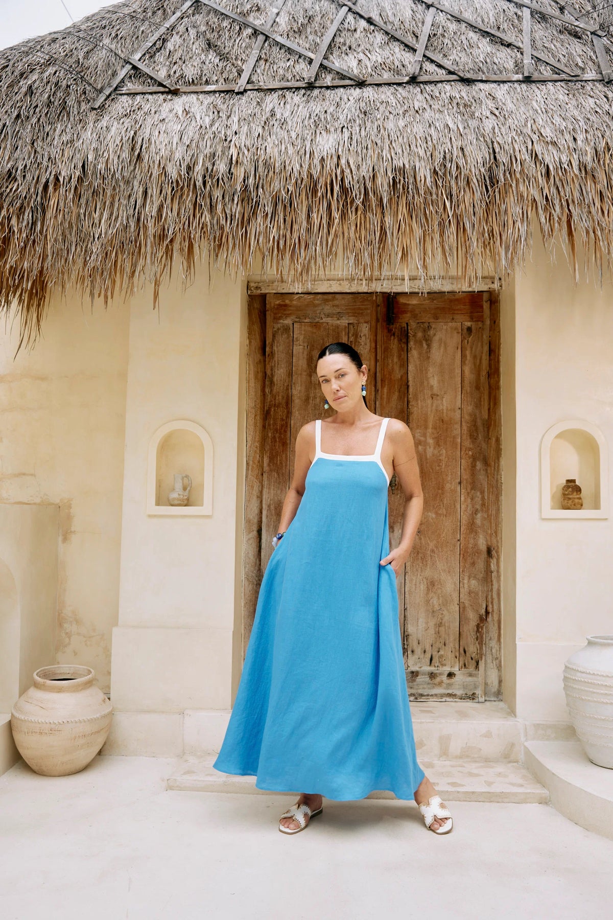 EB+IVE - Maris Splice Tank Maxi Dress - Marine/White