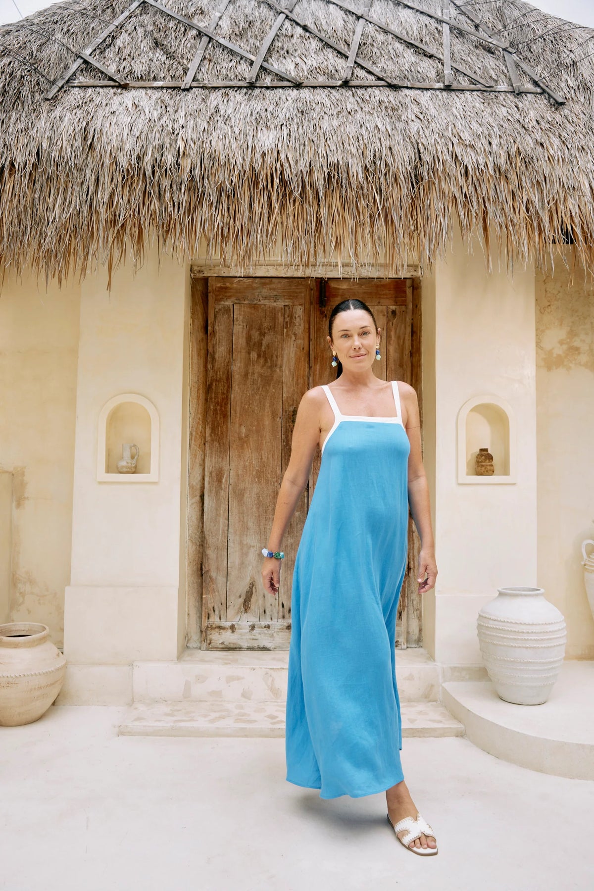 EB+IVE - Maris Splice Tank Maxi Dress - Marine/White