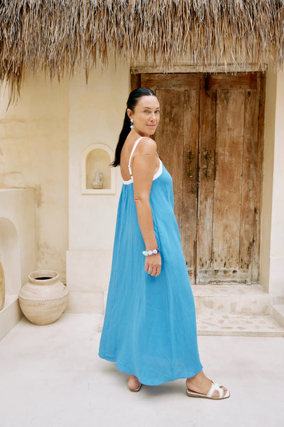 EB+IVE - Maris Splice Tank Maxi Dress - Marine/White
