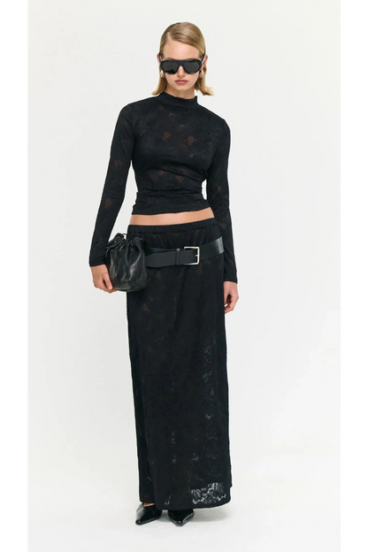STAPLE THE LABEL - Astrid Sheer Lace Maxi Skirt - Black