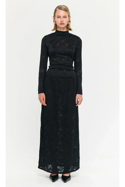 STAPLE THE LABEL - Astrid Sheer Lace Maxi Skirt - Black