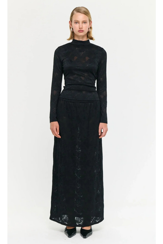 STAPLE THE LABEL - Astrid Sheer Lace Maxi Skirt - Black