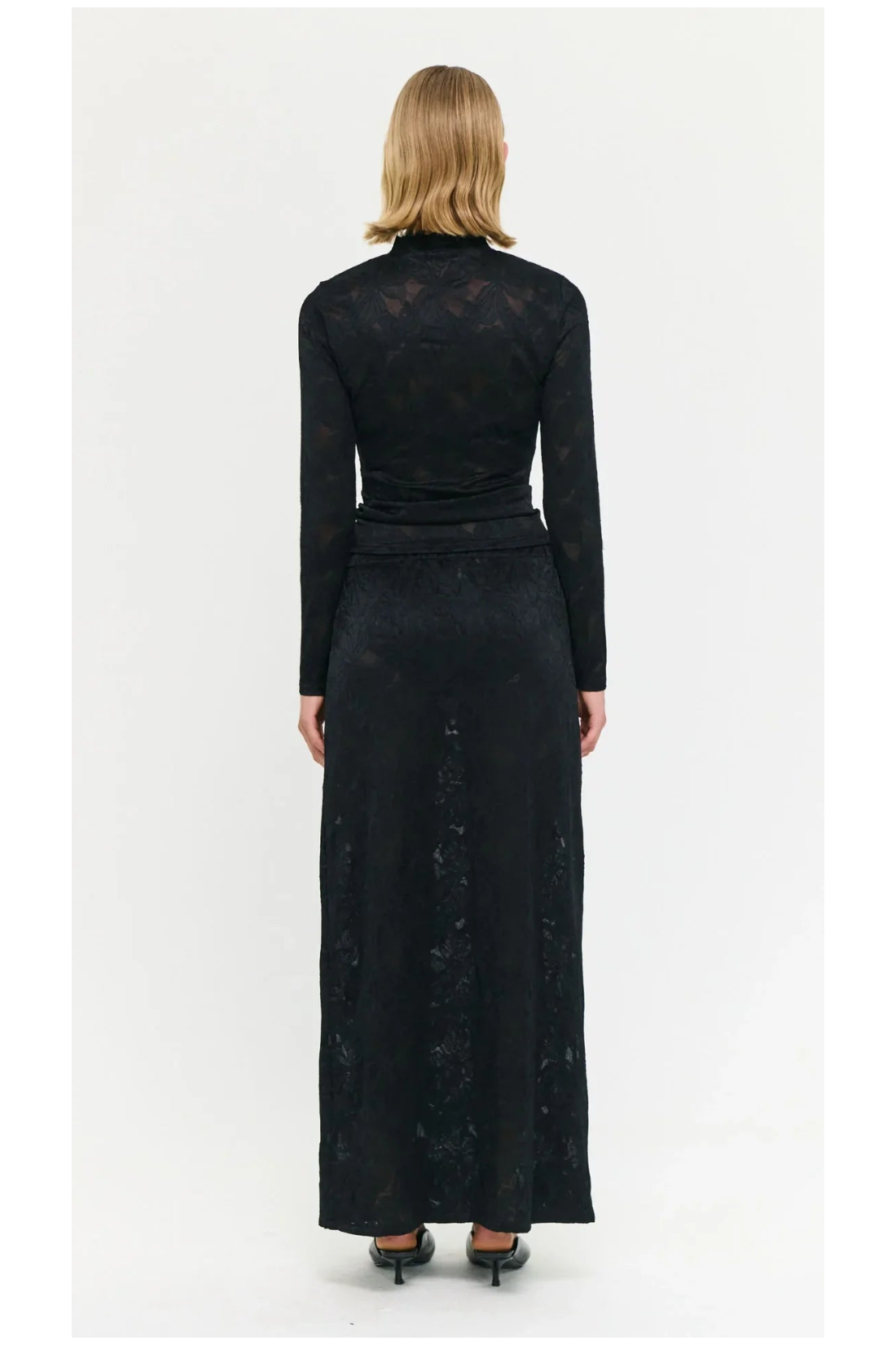 STAPLE THE LABEL - Astrid Sheer Lace Maxi Skirt - Black
