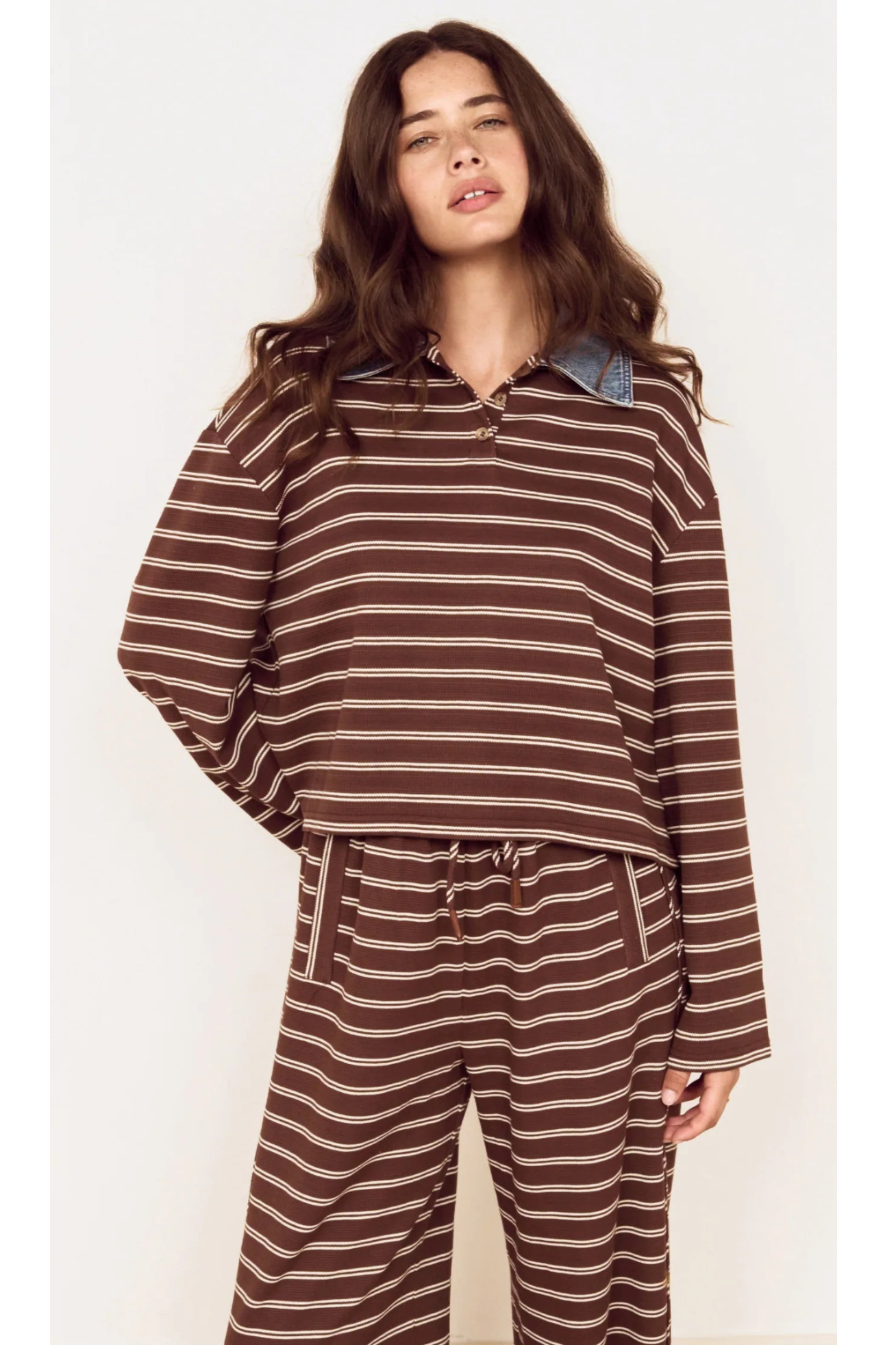 MINKPINK - Vesper Polo Top - Choc