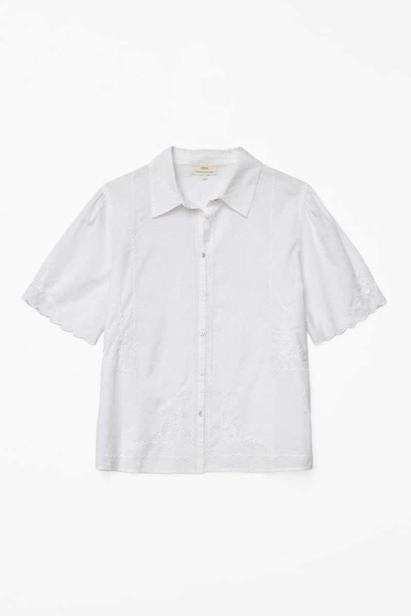 YERSE - White Embroidery Cotton Shirt