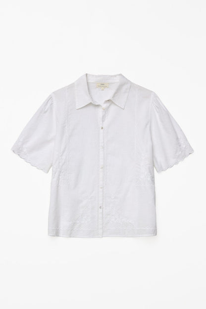 YERSE - White Embroidery Cotton Shirt