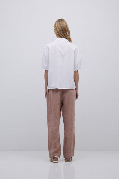 YERSE - White Embroidery Cotton Shirt