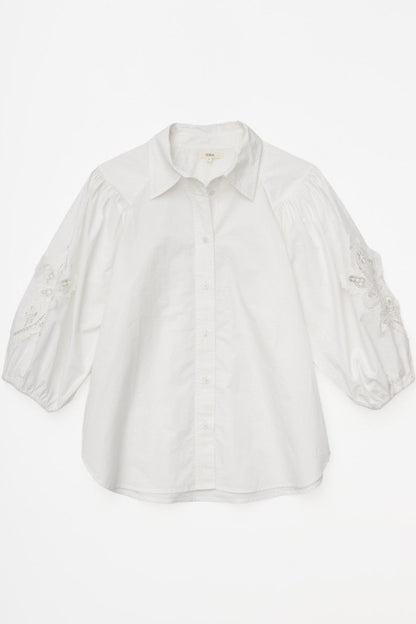 YERSE - White Poplin Lace Edge Shirt