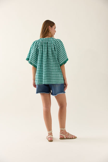 Isle Of Mine - Esther Shirred Top - Baltic