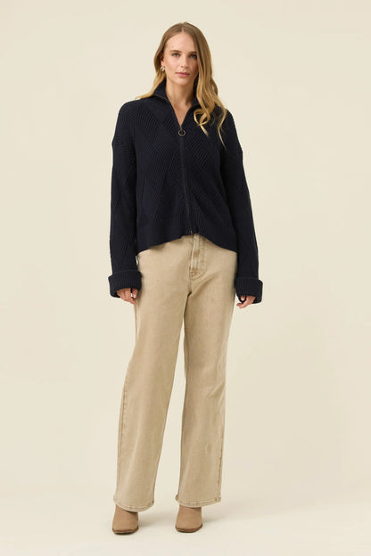 ISLE OF MINE - Sadie Zip Jumper - Navy