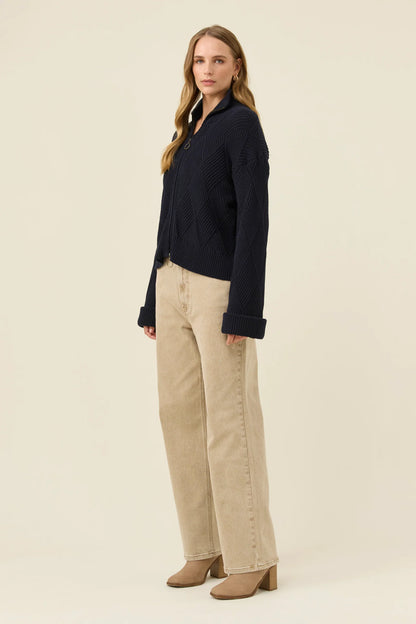 ISLE OF MINE - Sadie Zip Jumper - Navy