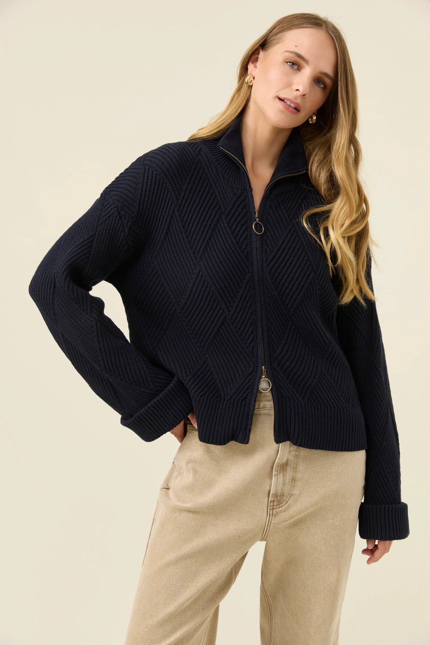ISLE OF MINE - Sadie Zip Jumper - Navy
