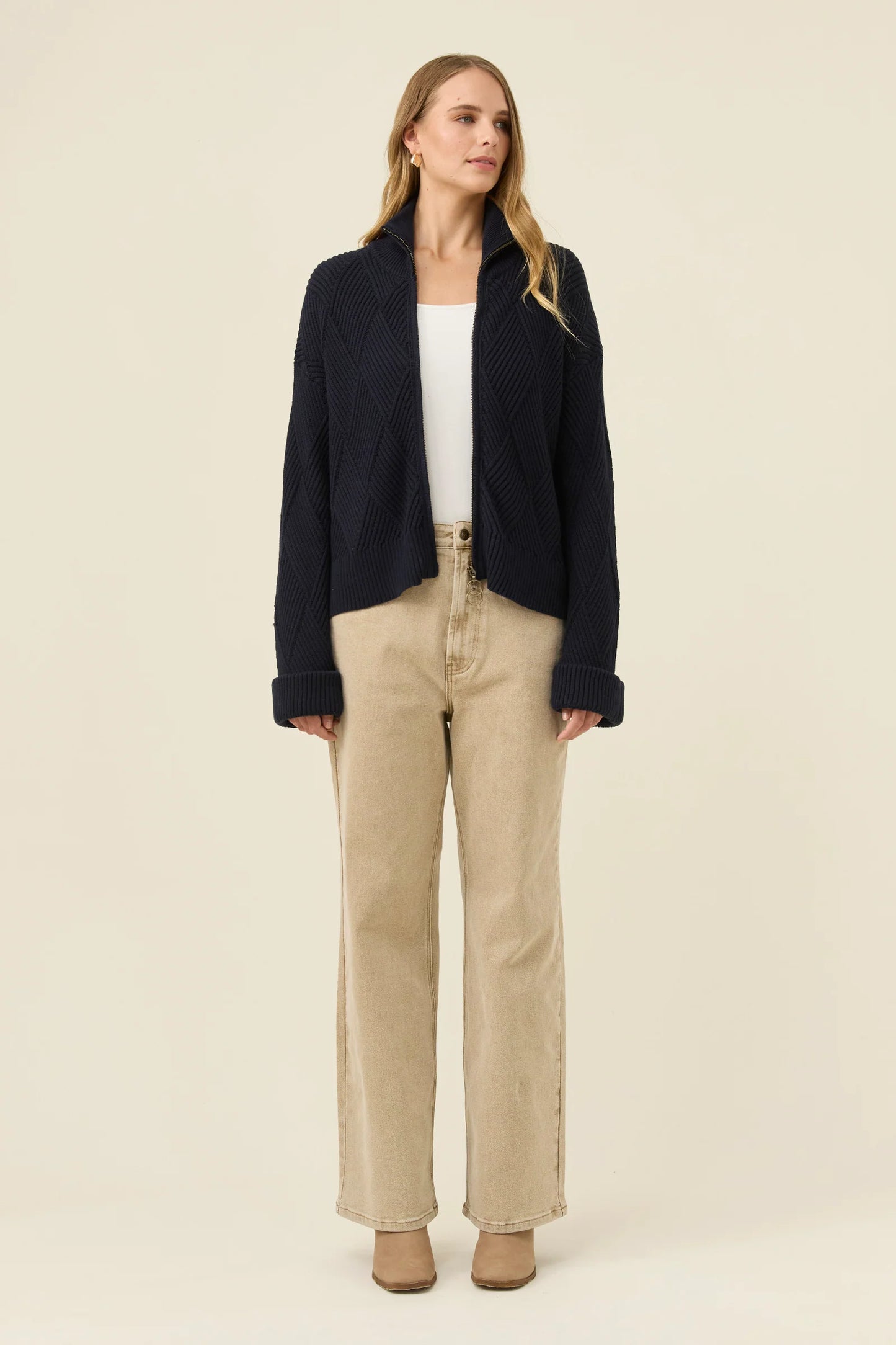 ISLE OF MINE - Sadie Zip Jumper - Navy