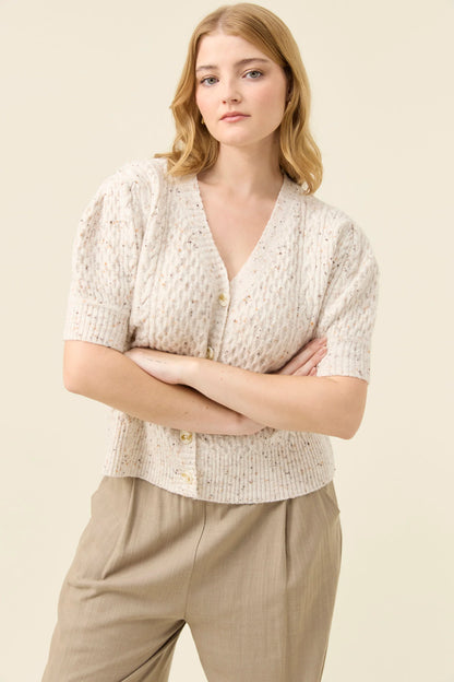 ISLE OF MINE - Mckenna Short Sleeve Cardigan - Ivory