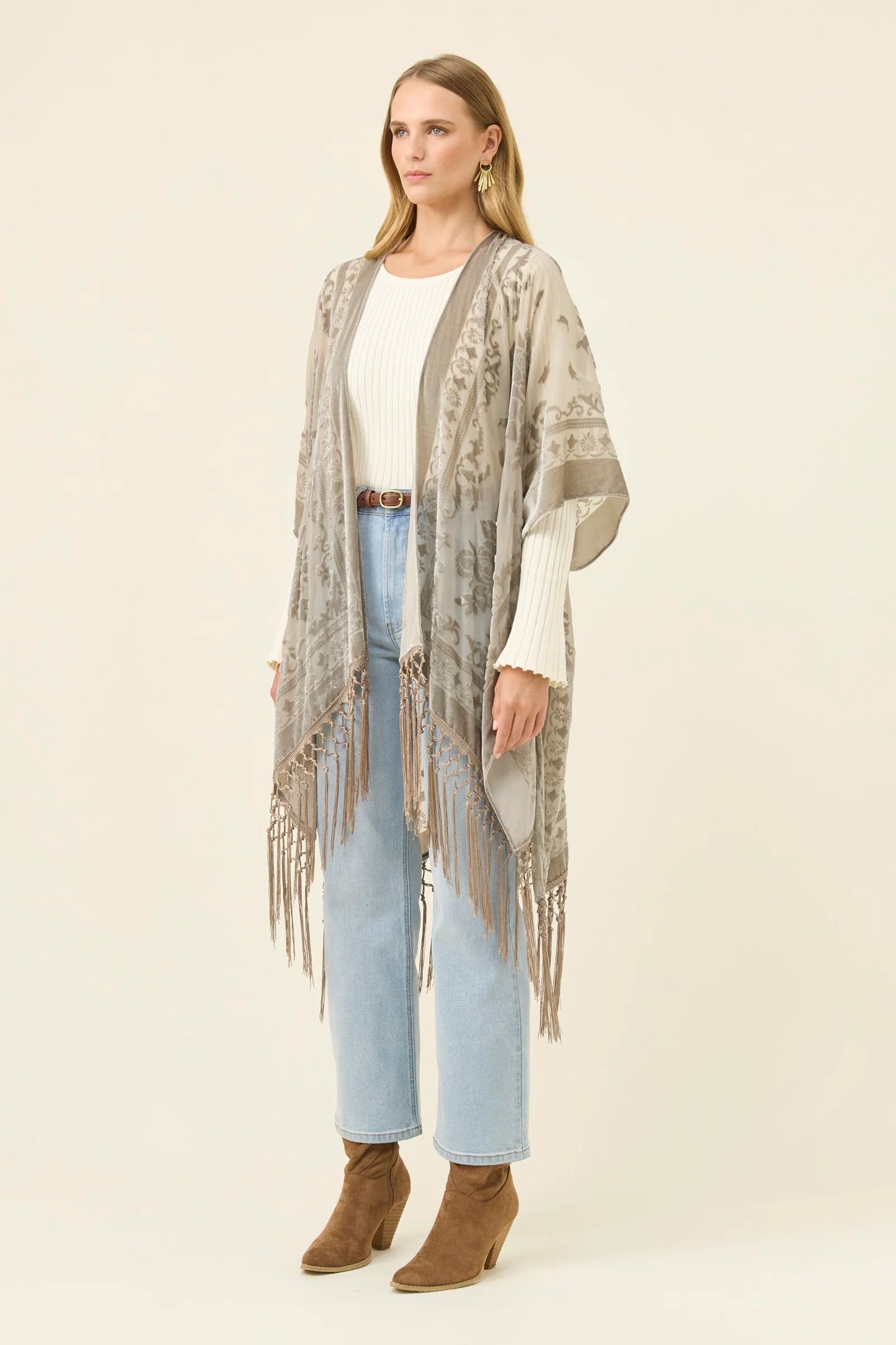 ISLE OF MINE - Navi Velvet Cape - Stone