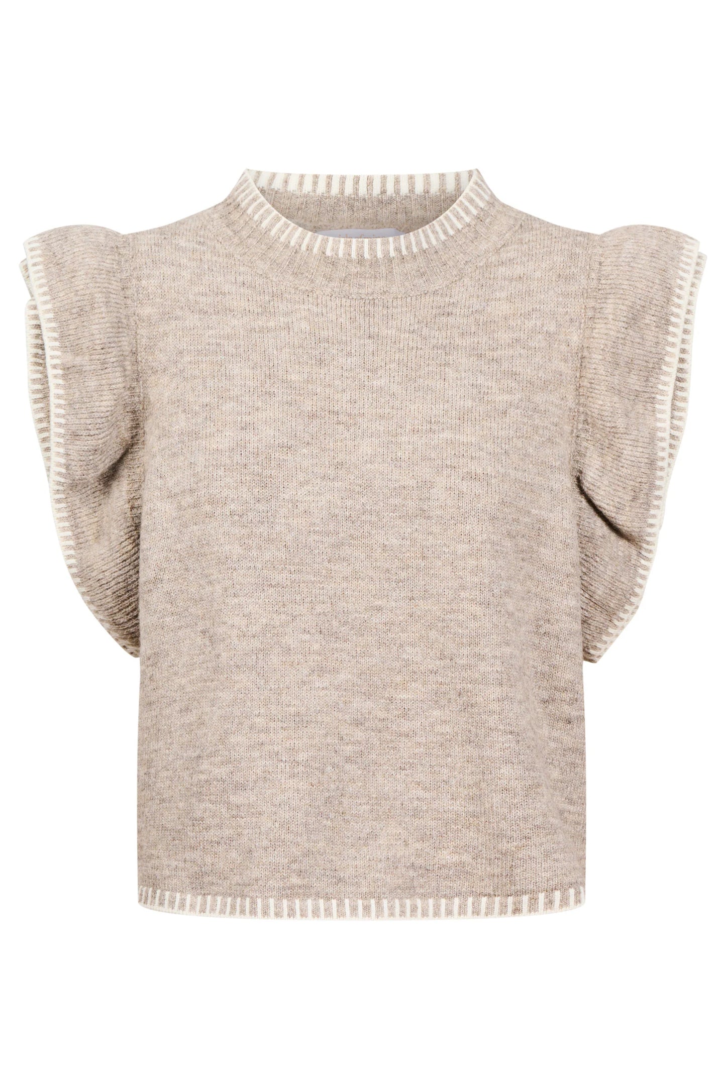ISLE OF MINE - Athena Frill Knit Top - Stone