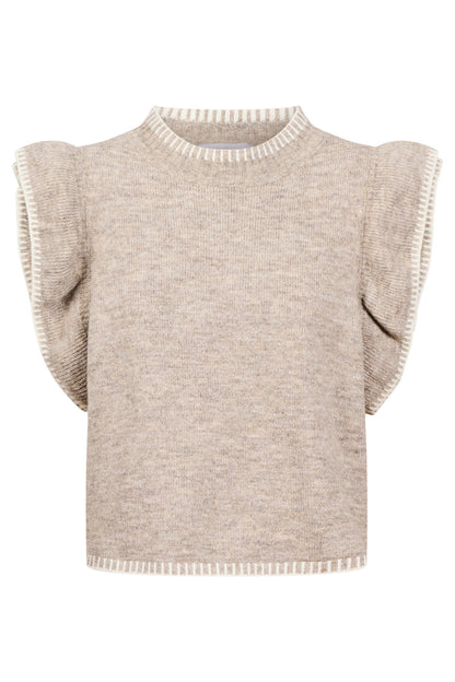 ISLE OF MINE - Athena Frill Knit Top - Stone