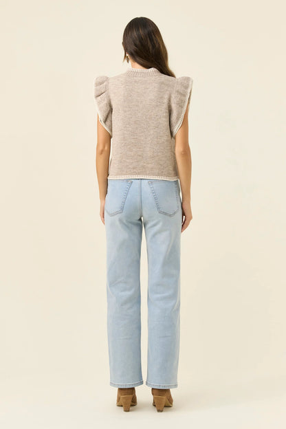 ISLE OF MINE - Athena Frill Knit Top - Stone