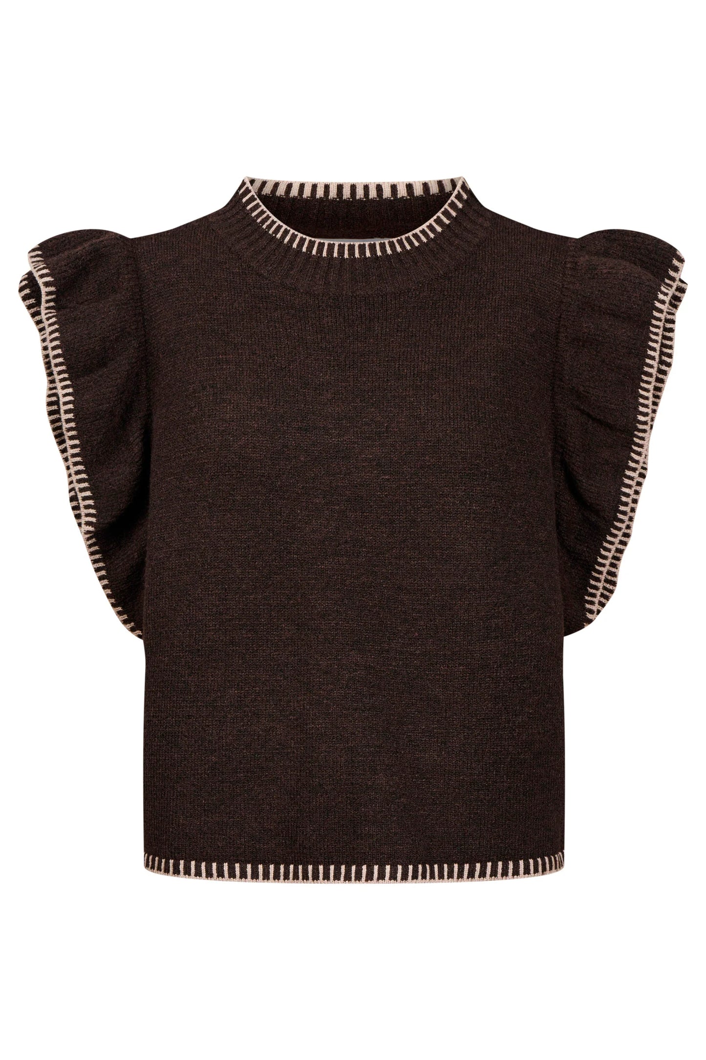 ISLE OF MINE - Athena Frill Knit Top - Chocolate